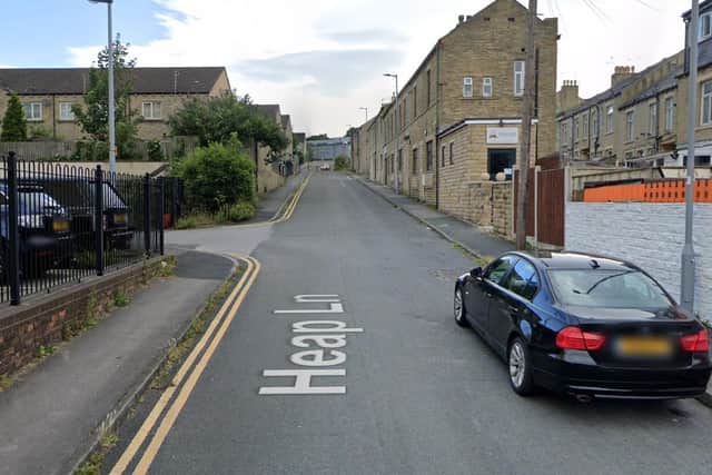 Police were called to reports a man had suffered injuries to his neck on Heap Lane, Bradford. Picture: Google