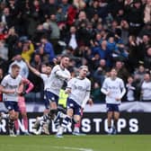 WHITES NEED: To extinguish the threat of Preston North End winger Liam Millar, second right, pictured celebrating after scoring the winning goal in Boxing Day's 2-1 victory against Leeds United at Deepdale. Picture by Tim Markland/PA Wire.