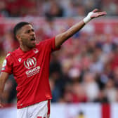 SAFE: Nottingham Forest as Renan Lodi salutes the City Ground crowd. Photo by Catherine Ivill/Getty Images.