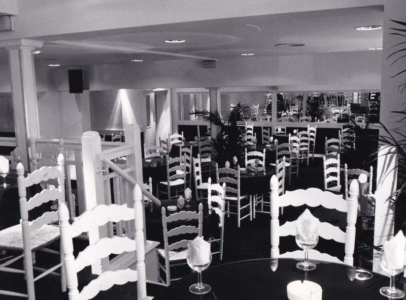 Coconut Grove was a 200 seat restaurant located in a former camping shop on Merrion Street in Leeds city centre. Pictured is part of the dining area in October 1984.