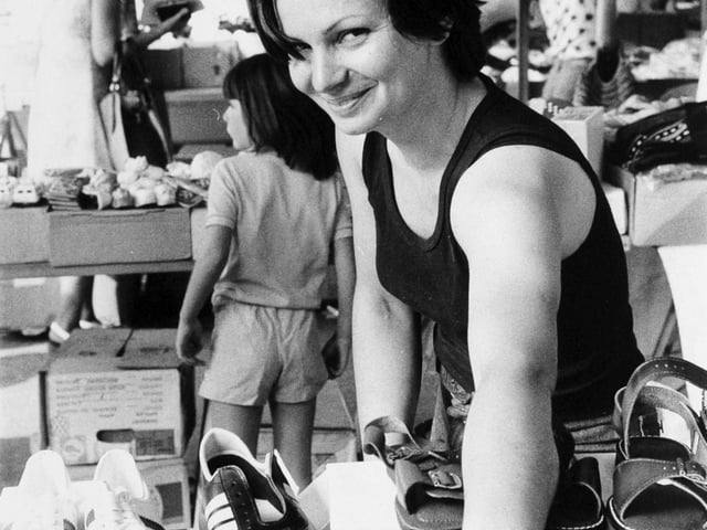 Do you remember Kirkgate Market trader Maria Chardman? Pictured at work on her shoe stall in August 1976.