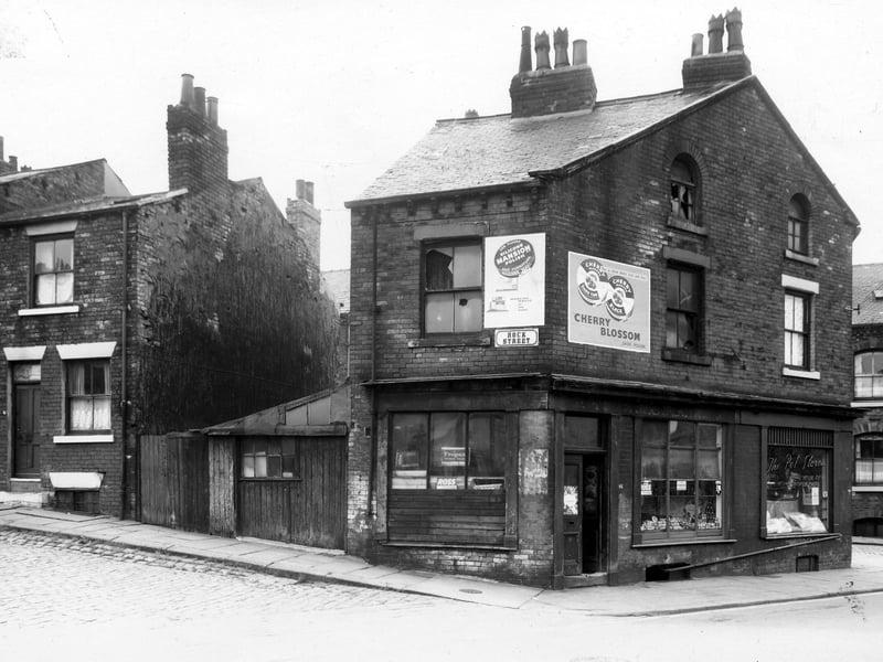 Rock Street and Accommodation Road in May 1960. The shop at the corner is a greengrocers, run by John Cox in the early 1950s.