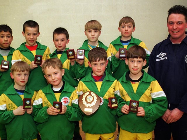Whinmoor Juniors pictured in March 1997. Back row, from left, are Marshall Crombie, Gary Rumming, Daniel Hulme, Alex Swales, Michael Gale (coach) and Richard Gale. Front row, from left, are Jamie Forbes, Craig Hudson, Christopher Field and Christian Moran.