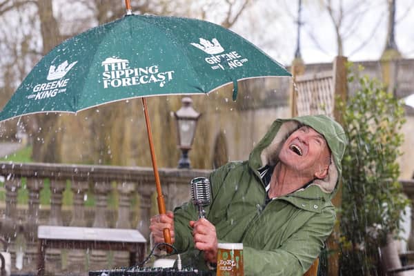 Larry Lamb took on his first-ever weather presenting role for The Sipping Forecast – a weather forecast for pub gardens