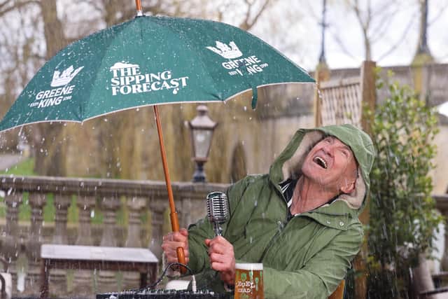 Larry Lamb took on his first-ever weather presenting role for The Sipping Forecast – a weather forecast for pub gardens
