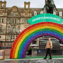 Giant recycling rainbow unveiled outside Leeds train station to mark Earth Day