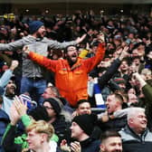 GOOD WIN - Leeds United fans celebrate after Crysencio Summerville scored their side's second goal of the game during the Sky Bet Championship match against Blackburn Rovers. Pic: Tim Markland/PA Wire.