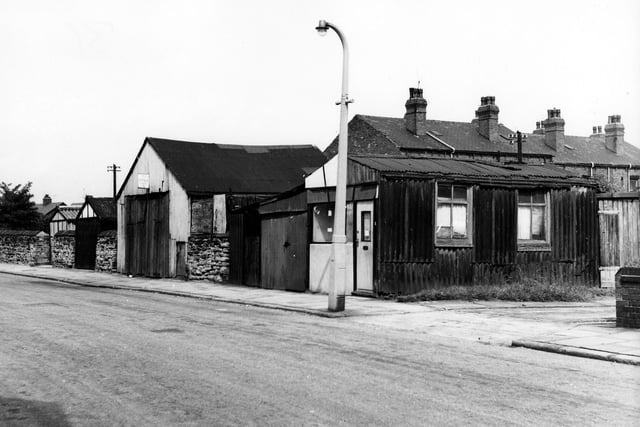 The vacant premises of boot repairer George Westmoreland on Parnaby Road. Houses on Middleton Road can be seen in the background.