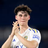 LEEDS, ENGLAND - AUGUST 09: Archie Gray of Leeds United acknowledges the fans following the Carabao Cup First Round match between Leeds United and Shrewsbury Town at Elland Road on August 09, 2023 in Leeds, England. (Photo by George Wood/Getty Images)