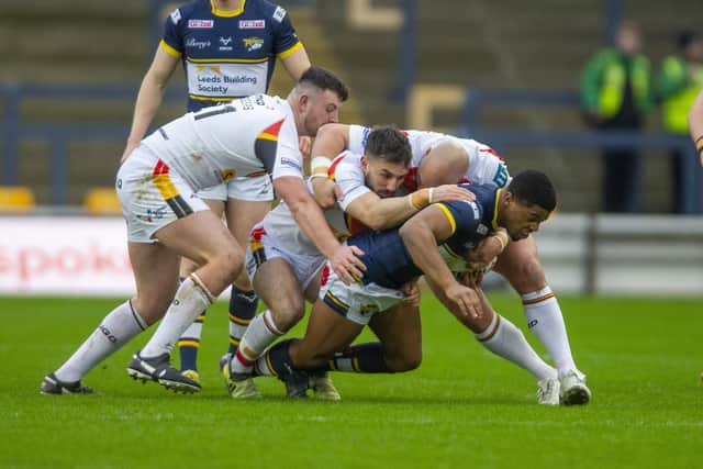Levi Edwards played for Rhinos in last month's pre-season win over Bradford. Picture by Rony Johnson.