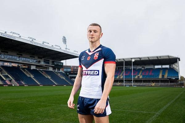 Leeds and England's Harry Newman at Headingley stadium ahead of Saturday's Test against Tonga. Picture by Alex Whitehead/SWpix.com.