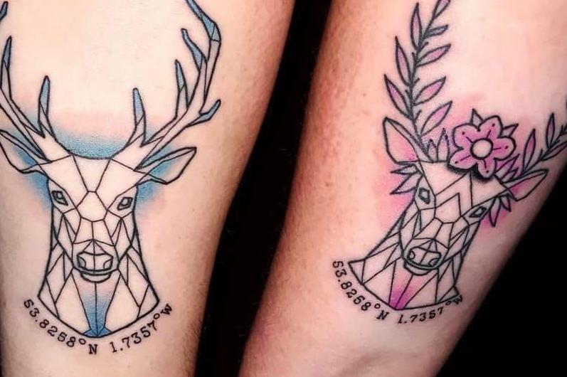Louise Demaine said: "Here’s a few of my faves. Most of mine mean something is some way. All done by various artists at Skinz Tattoo Company
Mine and my husband got his and hers (we love Stags!)."