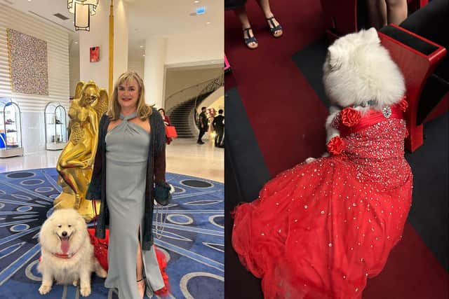 Felicity wore a gown fit for a movie star princess on the red carpet at Cannes Film Festival with her owner Julia de Cadenet (Photo: Julia de Cadenet)