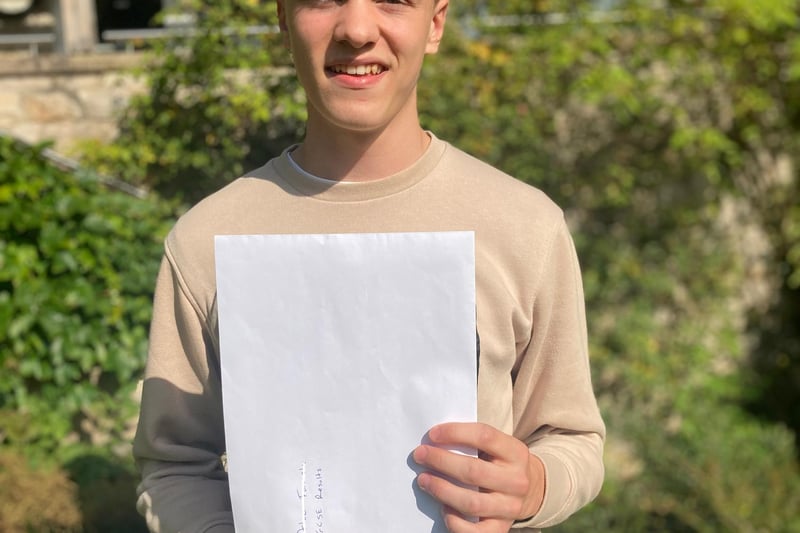 Head boy Alec, of S. Anselm’s College in Bakewell, looks over the moon with his GCSE results