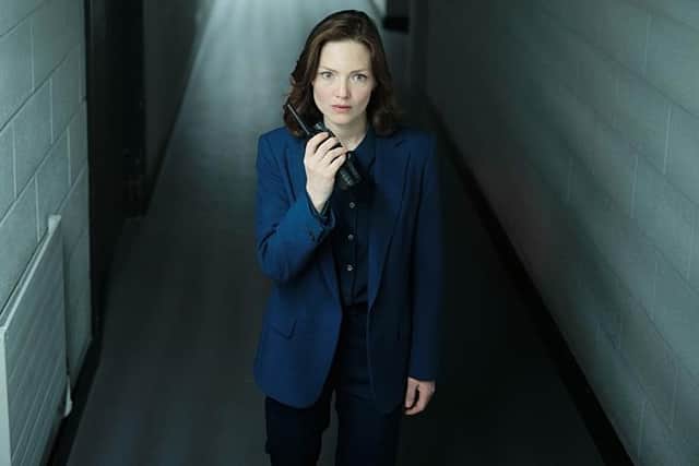 Holliday Grainger stars as Commander Rachel Carey in the new series of the BBC's hi-tech thriller The Capture (Picture: BBC/Universal International Studios/Laurence Cendrowicz)