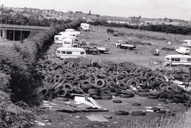 These piles of tyres on land near the M1 were proving an eyesore for Hunslet residents in July 1988. Council chiefs said the problem was under investigation.