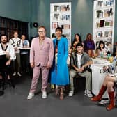 The contestants in the new series of Interior Design Masters with Alan Carr and Michelle Ogundehin (centre) (Picture: BBC/Darlow Smithson Productions)
