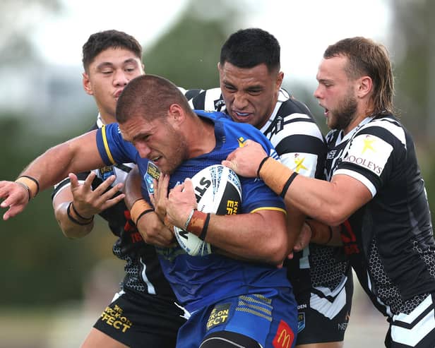 Wiremu Greig takes the ball in during a reserve match for Parramatta Eels. (Photo by Mark Metcalfe/Getty Images)