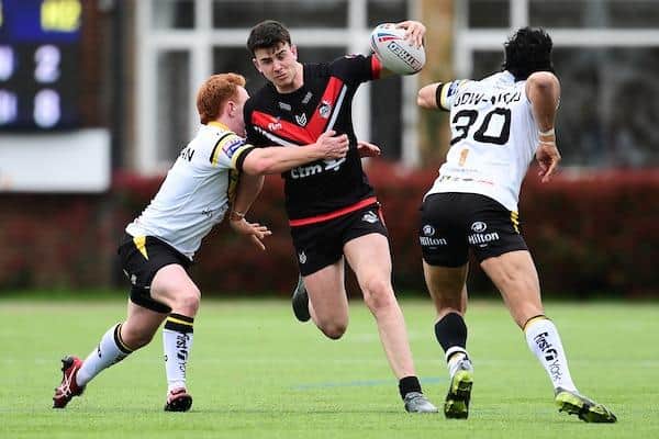 Josh Hodson in action for London Broncos against York in 2021. Picture by Alex Broadway/SWpix.com.