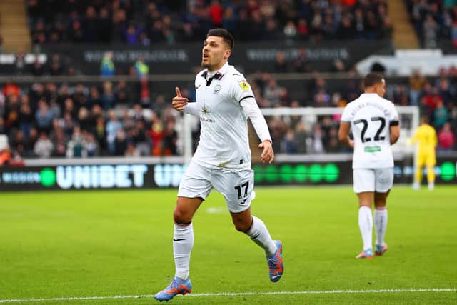 WANTED MAN - Leeds United are far from alone in admiring Swansea City striker Joel Piroe thanks to his goal record in the past two seasons. Pic: Getty