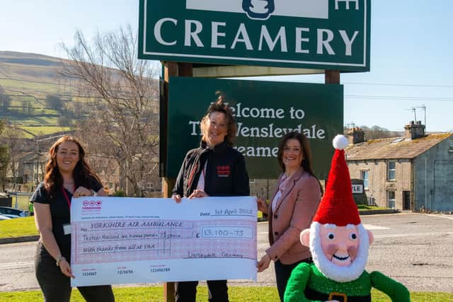 Wensleydale Creamery and The Hawes Yarn Bombers have raised vital funds for Yorkshire Air Ambulance.