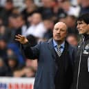 Former Newcastle manager Rafa Benitez (l) and coach Mikel Antia react during the Premier League match between Newcastle United and Stoke City in 2017 (Photo by Stu Forster/Getty Images)