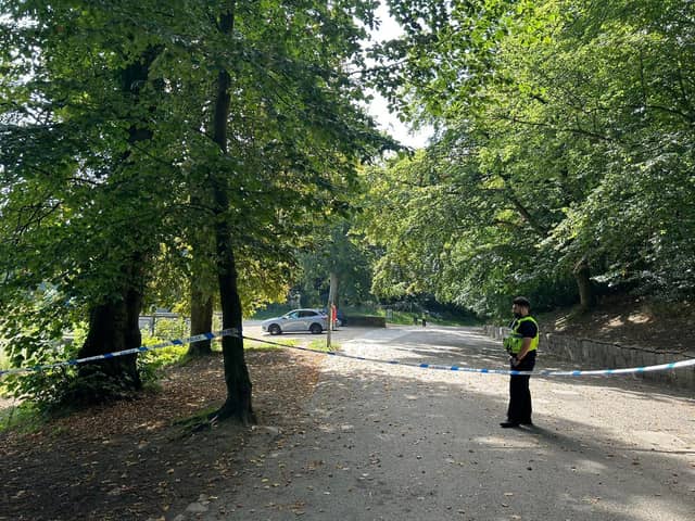 Police have sealed off park of Roundhay Park in Leeds, near the Wetherby Road entrance at Waterloo Lake.