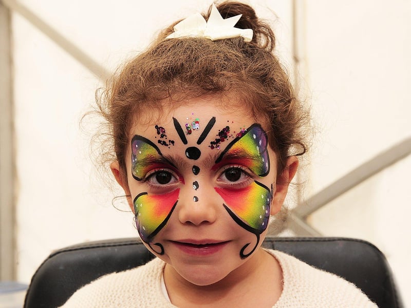 Three-year-old Simara Ruffell, of Alwoodley, with her colourful face paint