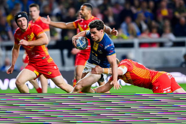 Brodie Croft scored his 11th try in eight Super League appearances when Leeds Rhinos beat Catalans Dragons last Friday. Picture by Allan McKenzie/SWpix.com.