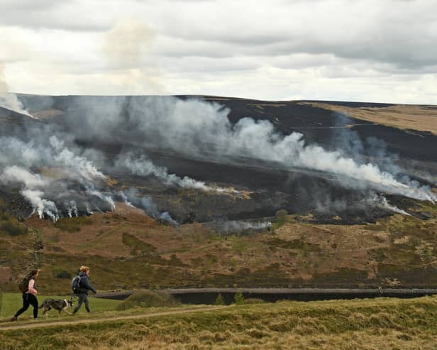 A fire on Marsden Moor, near Huddersfield in 2021.