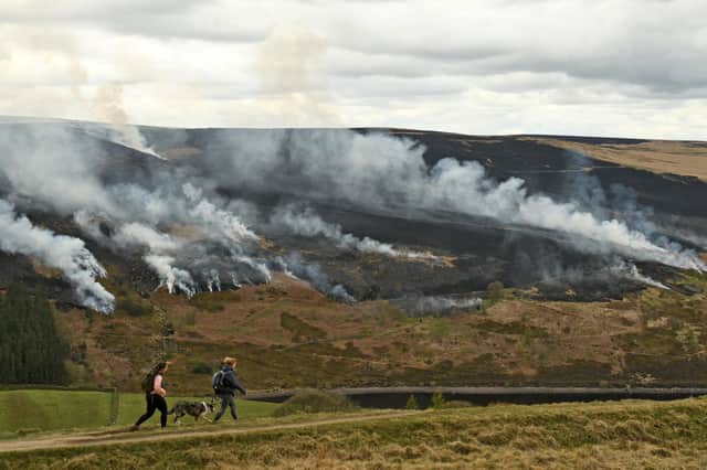 A fire on Marsden Moor, near Huddersfield in 2021.