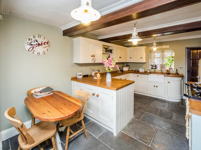 An alternative view of the kitchen, that has space for a dining table and chairs