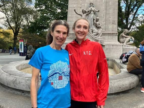 BGS teacher and marathon runner Sarah Flaherty meets athletics legend Paula Radcliffe at the New York City Marathon.