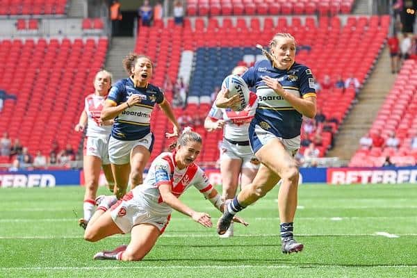 Rhinos' Caitlin Beevers scored one of Wembley's greatest tries during the first Women's Challenge Cup final played there. Picture by Matthew Merrick/SWpix.com.