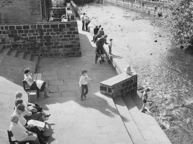 The riverside walk at Hebden Bridge in September 1982.