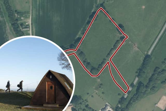 A alamping pods site, inset, could be built in a village near Wetherby.