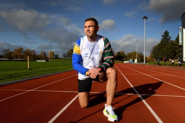 Kevin Sinfield preparing for last year's 101-mile run. Picture by Simon Hulme.