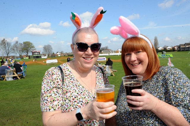 Sue Halliday and Rachel Humphryson got into the Easter spirit with their bunny ears.