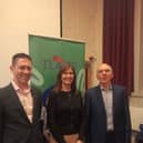 Steve Hoey, CEO of Turning Lives Around, (left) with incoming Chair Liz O’Connor and outgoing Chairman Martin Ford (right).