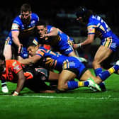 Rhinos can't prevent Gadwin Springer scoring during Castleford's  52-12 win in May, 2016, which was the previous time Leeds conceded 50 or more points at Headingley.