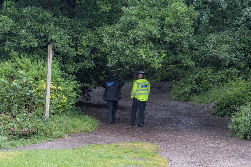 An area of the park is cordoned off while enquires take place