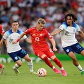 TOUGH NIGHT - Ex-Leeds United man Gjanni Alioski had a difficult time during North Macedonia's beating by England, prior to a Whites reunion with Kalvin Phillips. Pic: Getty