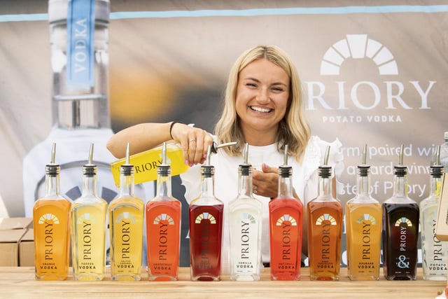 Plenty of great drinks are on offer at the festival. Pictured is Charlotte Wood from Priory Potato Vodka Wetherby at the Festival