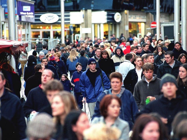 Christmas shoppers in the city centre in December 1999.