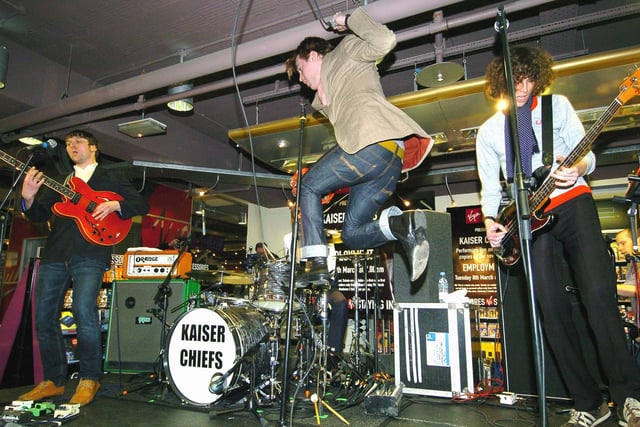 The Virgin Megastore was once a staple of Leeds city centre. Pictured is the Kaiser Chiefs, performing live at the store in the past.
