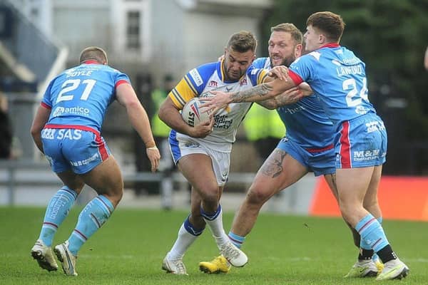 Former Catalans Dragons forward Mickael Goudemand, seen in action on Boxing Day, has added to competition for places in Rhinos' pack. Picture by Steve Riding.