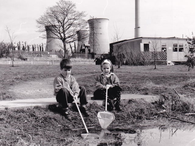 Woodlesford Junior School pupils Daniel Fernandez and Rebecca Orme discover the wonders of pond life in the shadow of the power station in March 1994. Skelton Grange Environment Centre, a conservation and education centre for children run by the British Trust for Conservation Volunteers, was opened in 1993. More than 2,500 children from Leeds and Wakefield visited in its first year.