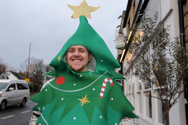 Daniel Creaser opted to dress up as a Christmas tree.