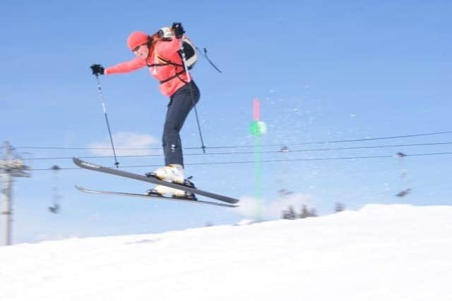 Katie adventuring in the slopes before having her family