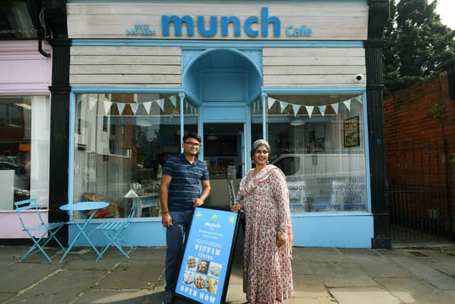 Choks Thenappan and head chef Sandhiya Prasad pictured at Munch Cafe in Headingley, which has launched a new south Indian evening menu (Photo by Jonathan Gawthorpe/National World)
